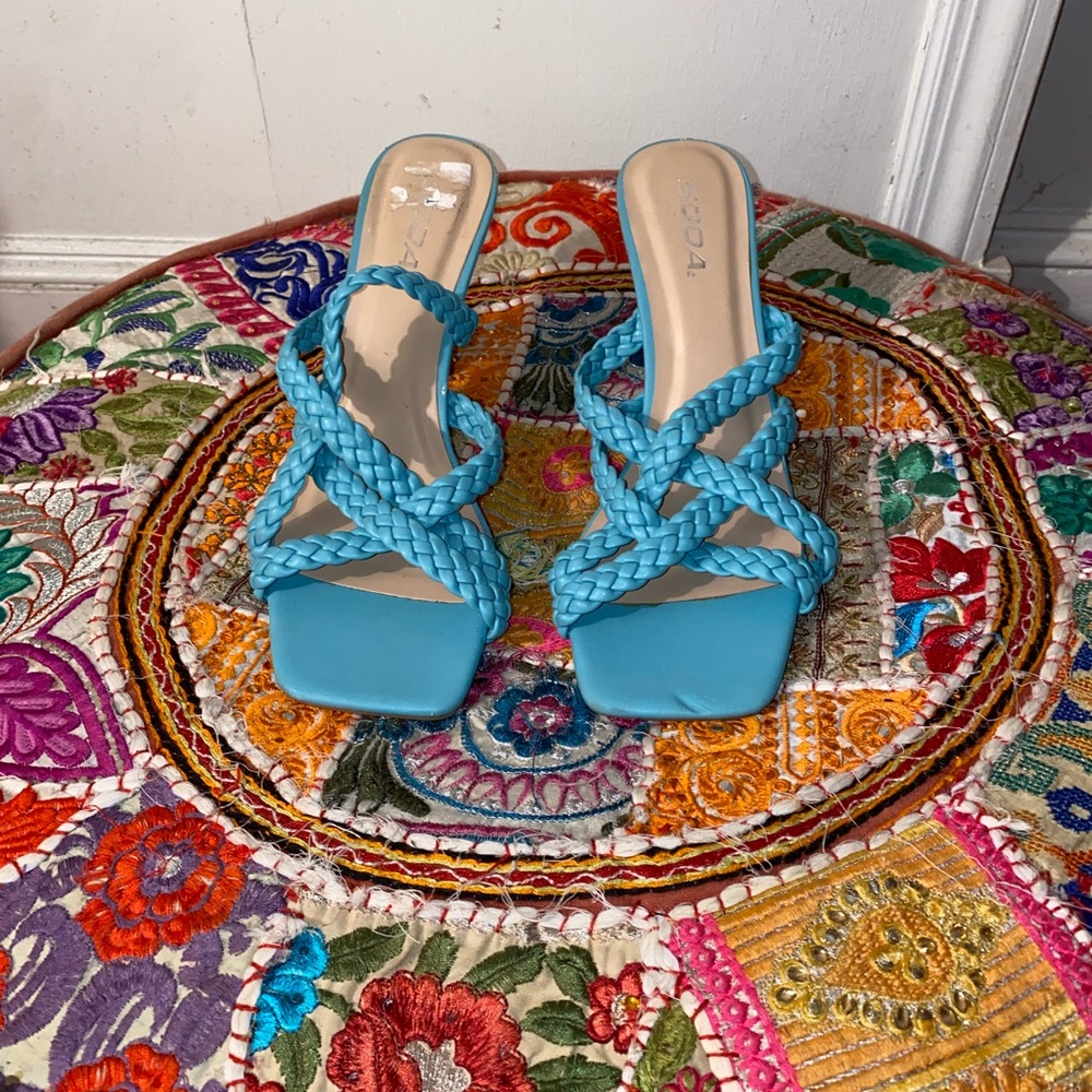 Turquoise Braided Heels